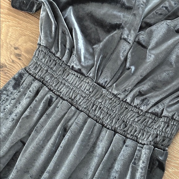 August Sky maxi dress Anthropologie dupe blue dusty velvet look size L - Picture 4 of 5